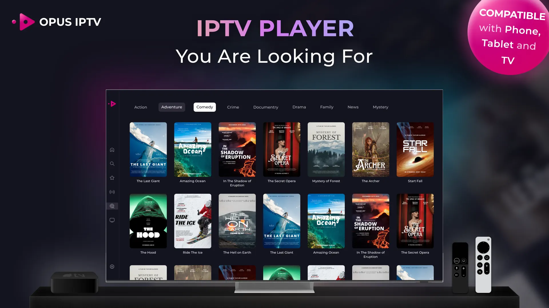 Opus Media Player best xtream IPTV player for Xtream IPTV subscription